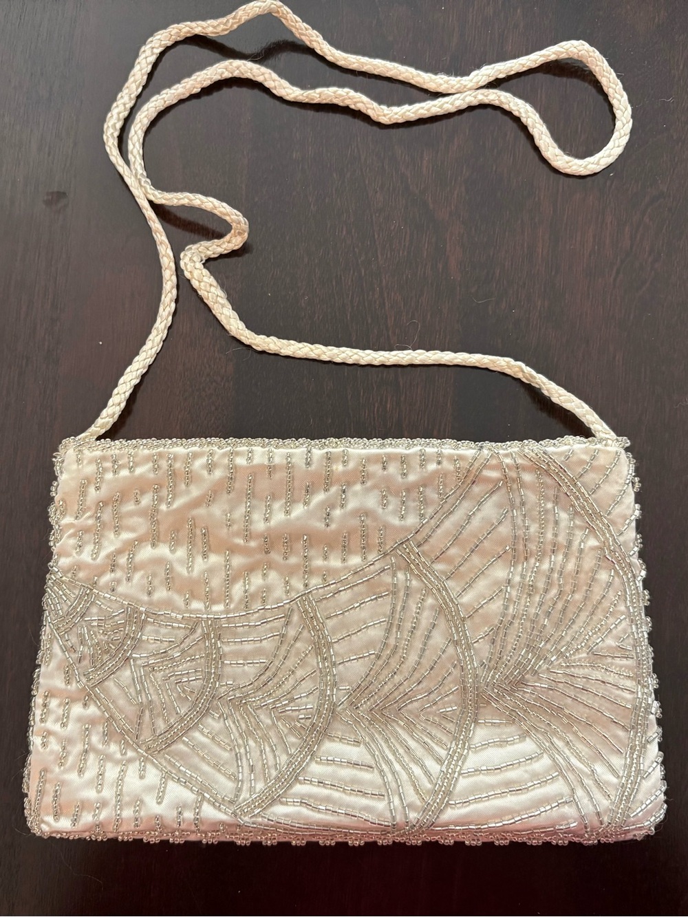 🎾Magid Ivory Beaded Evening Clutch with Braided Strap